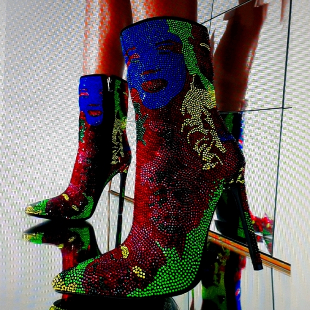 💙💚💜 Multi-color Swarovski Crystal ankle booties